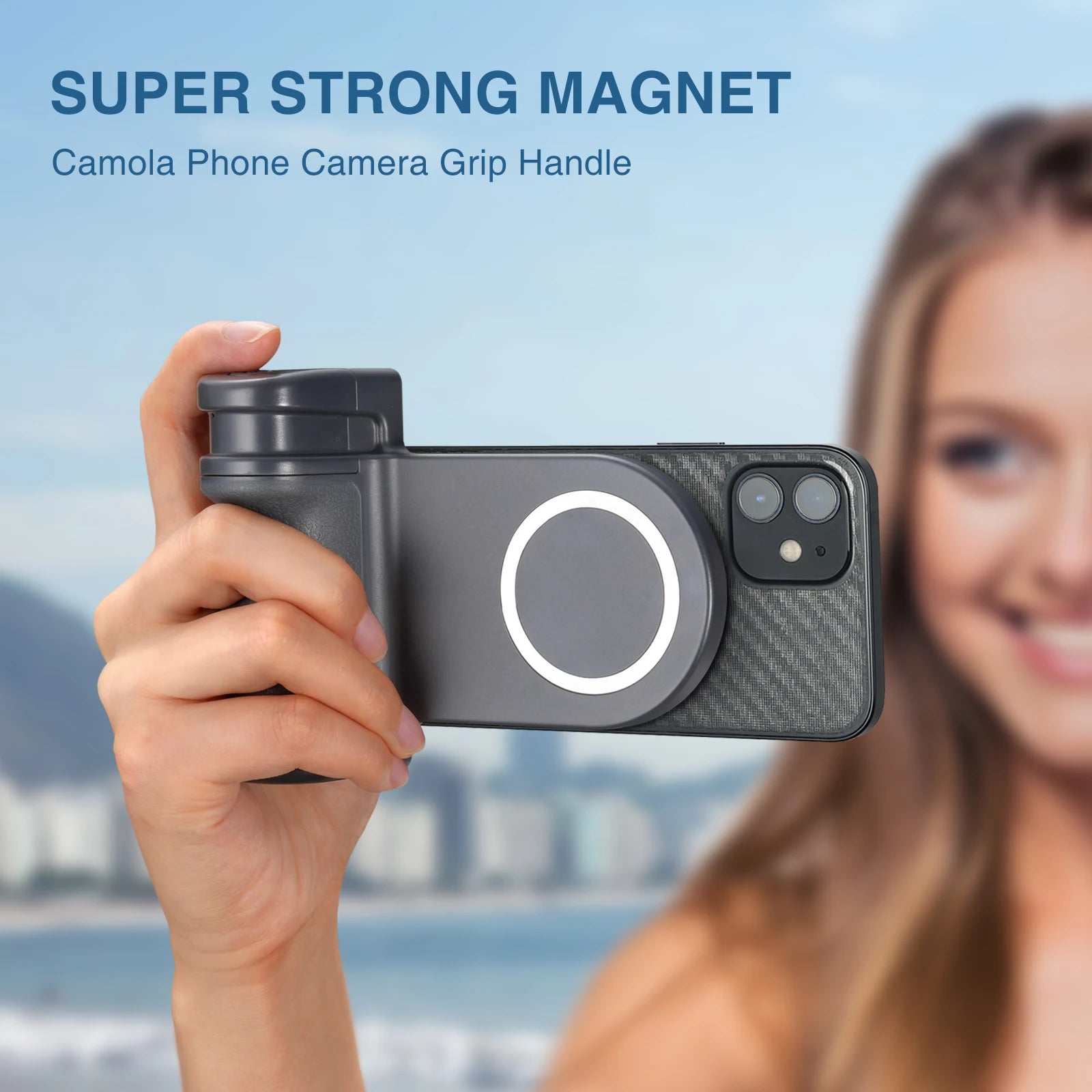 Magnetic Snapgrip Phone Hand Grip for Magsafe Handheld Bluetooth Remote Control Handle Shutter W/ 1/4" Screw Tripod Mount