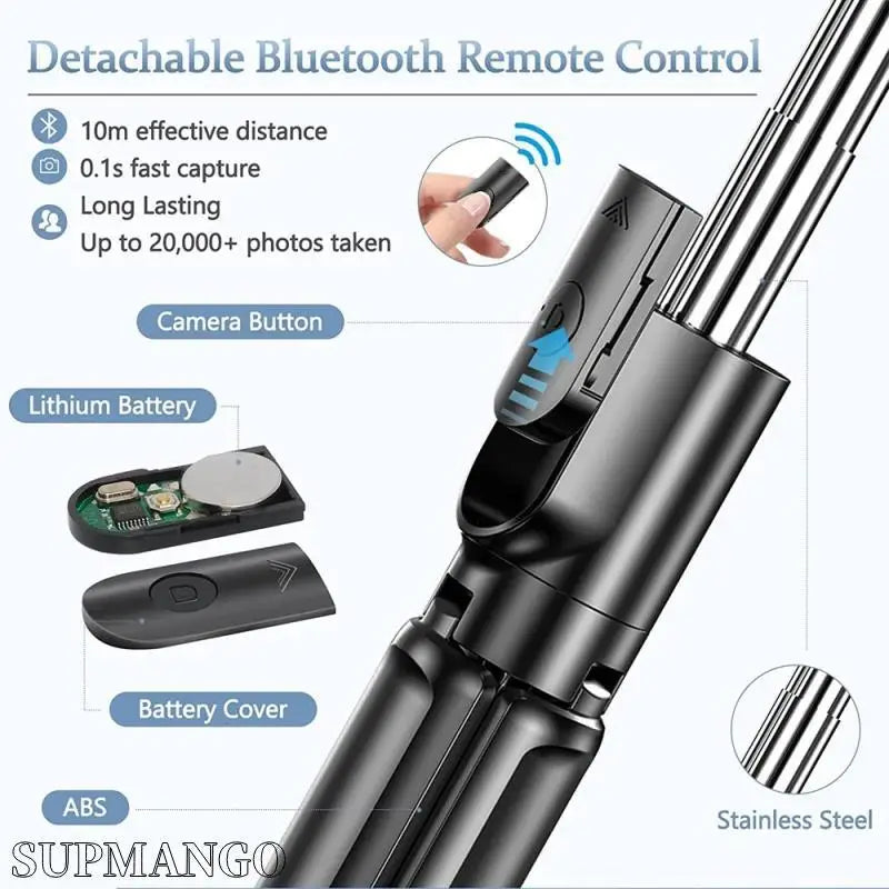 Selfie Stick Tripod Extendable Wireless Bluetooth Remote Portable Smartphone Tripod Stand Mount for IOS Android Phone