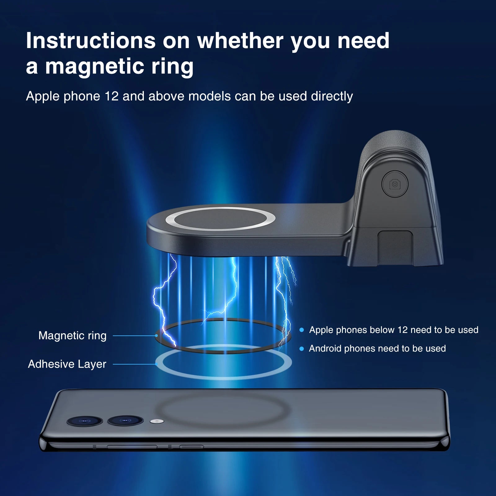 Magnetic Snapgrip Phone Hand Grip for Magsafe Handheld Bluetooth Remote Control Handle Shutter W/ 1/4" Screw Tripod Mount