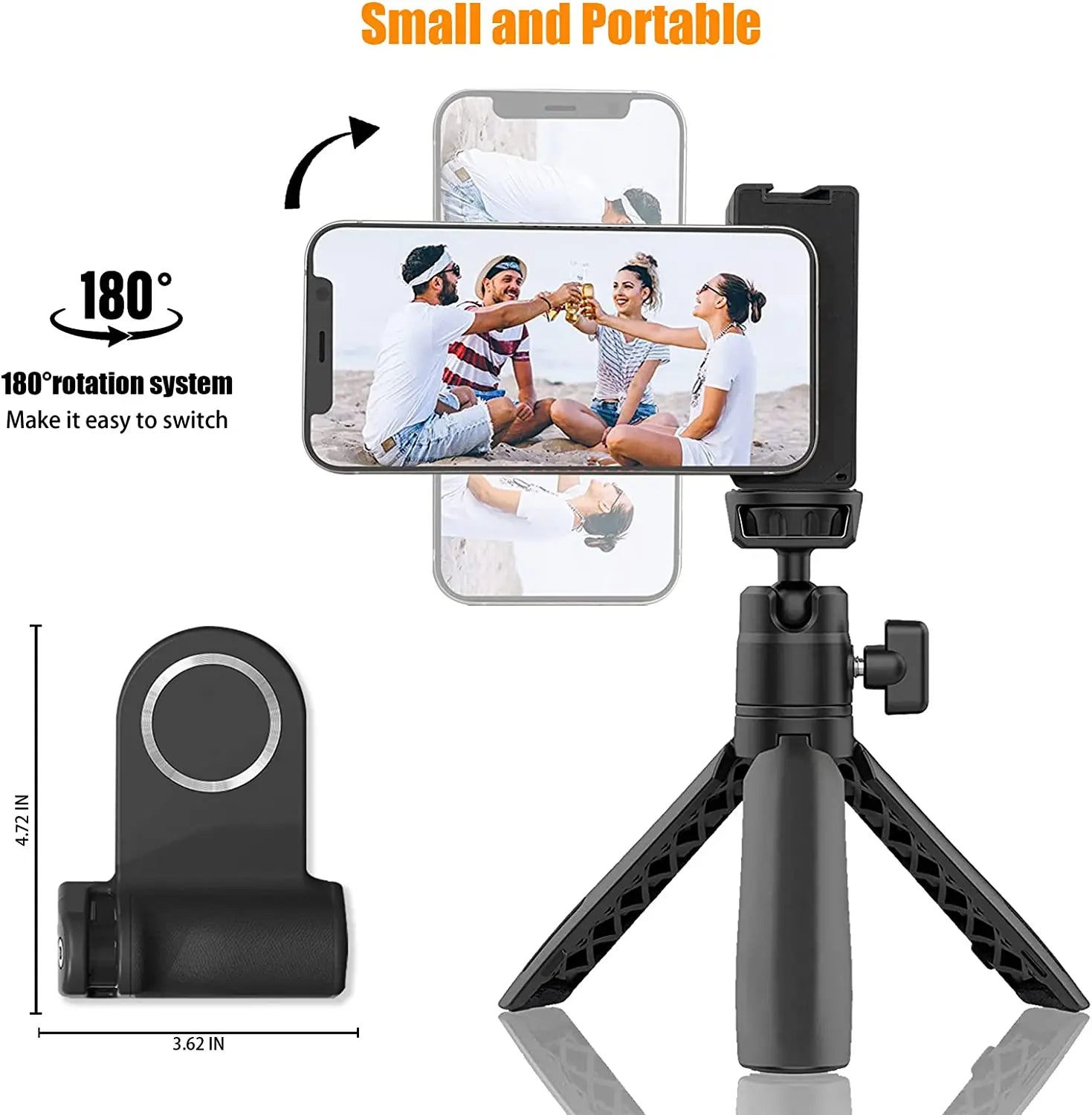 Magnetic Snapgrip Phone Hand Grip for Magsafe Handheld Bluetooth Remote Control Handle Shutter W/ 1/4" Screw Tripod Mount